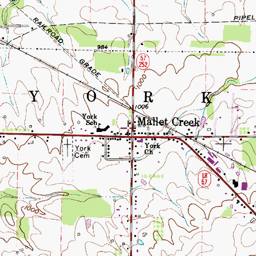Topographic Map of Erhart Volunteer Fire and Rescue, OH