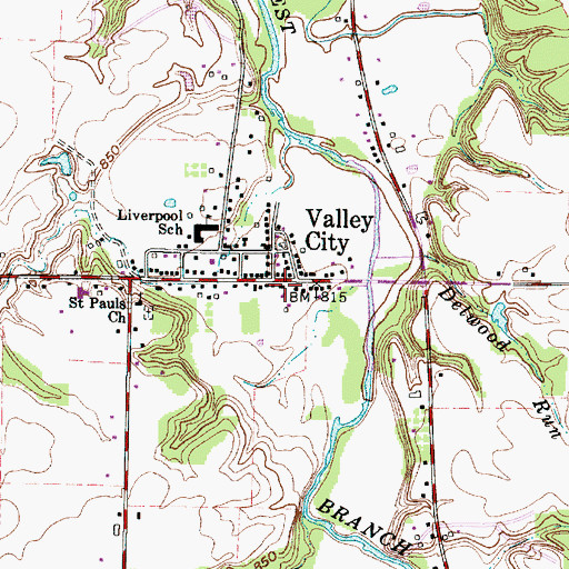 Topographic Map of Valley City - Liverpool Township Fire and Rescue, OH