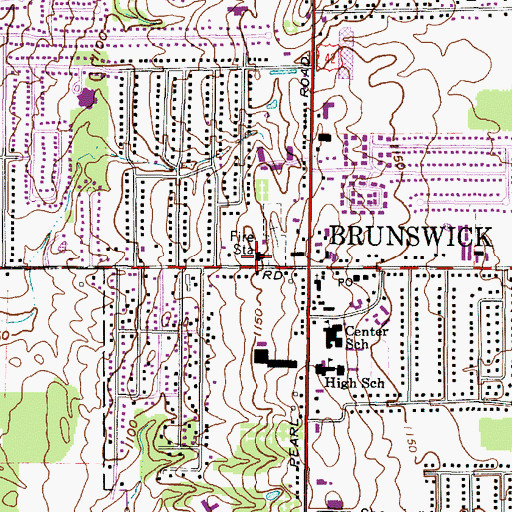 Topographic Map of Brunswick Division of Fire Station 1, OH