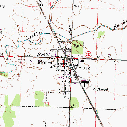 Topographic Map of Morral - Salt Rock Township Fire Department, OH