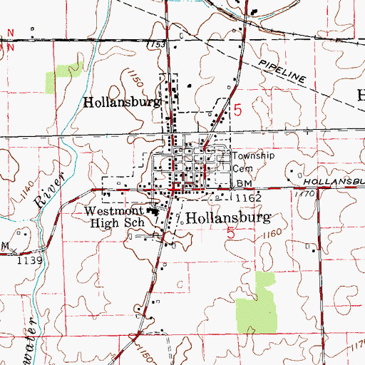 Topographic Map of Hollansburg Fire Department, OH