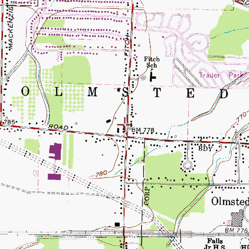 Topographic Map of Olmsted Township Fire Department, OH