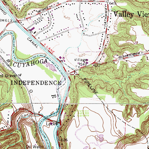 Topographic Map of Valley View Fire Department, OH