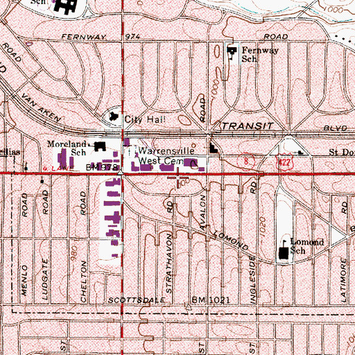Topographic Map of Shaker Heights Fire Department - Station 1, OH