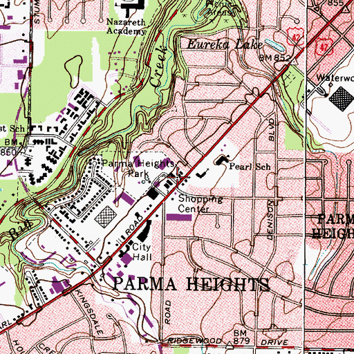 Topographic Map of Parma Heights Fire Department, OH