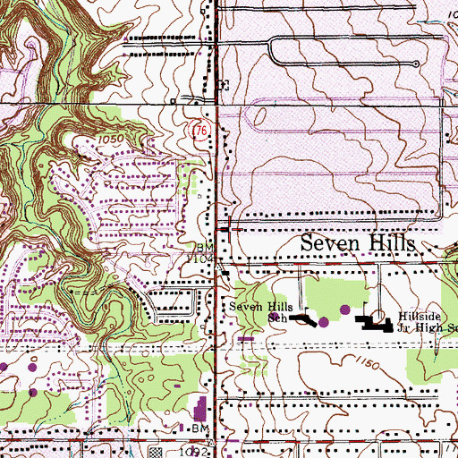 Topographic Map of Seven Hills Fire Department, OH