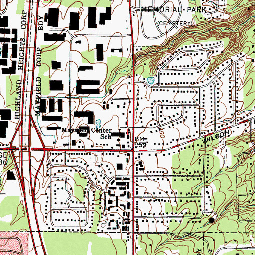 Topographic Map of Mayfield Village Fire Department, OH