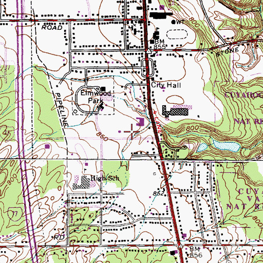 Topographic Map of Independence Fire Department, OH