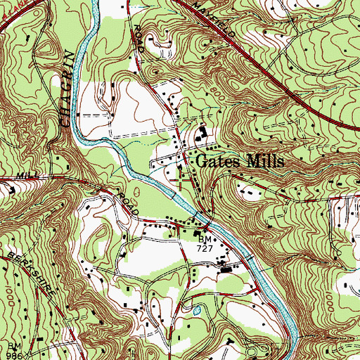 Topographic Map of Gates Mills Volunteer Fire Department, OH