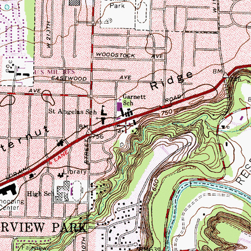 Topographic Map of Fairview Park Fire Department, OH