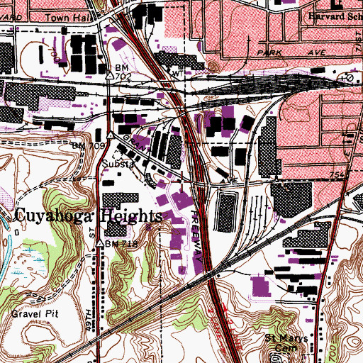 Topographic Map of Cuyahoga Heights Fire Department, OH