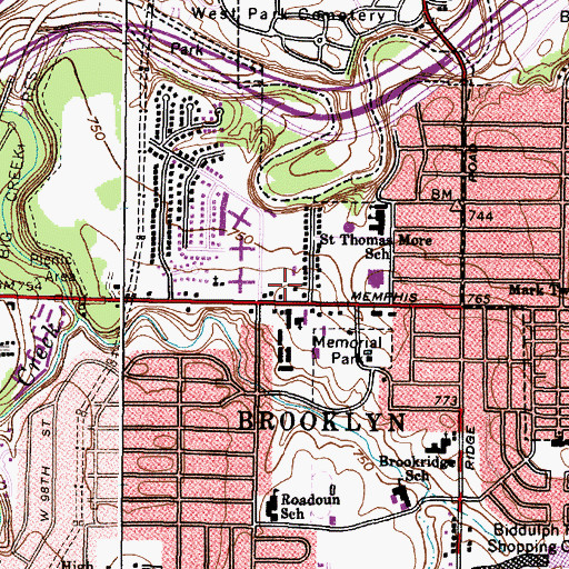 Topographic Map of Brooklyn Fire Department Station 1, OH