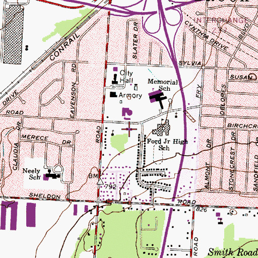Topographic Map of Brook Park Fire Department, OH