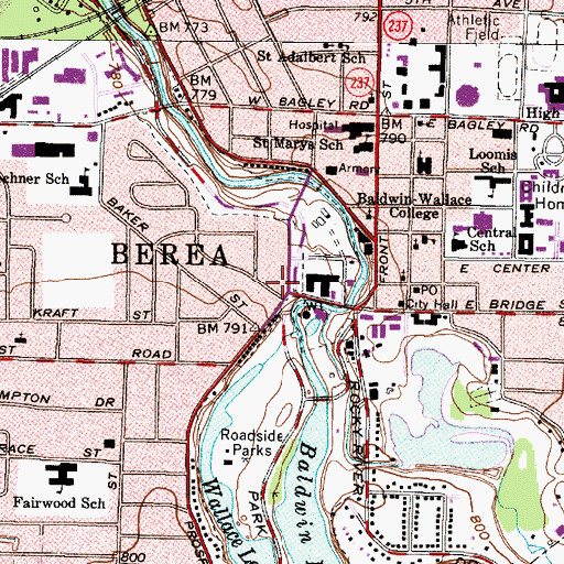 Topographic Map of Berea Fire Department, OH