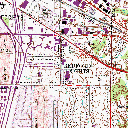 Topographic Map of Bedford Heights Fire Department, OH