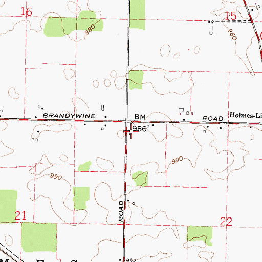 Topographic Map of Holmes Township Volunteer Fire Department, OH