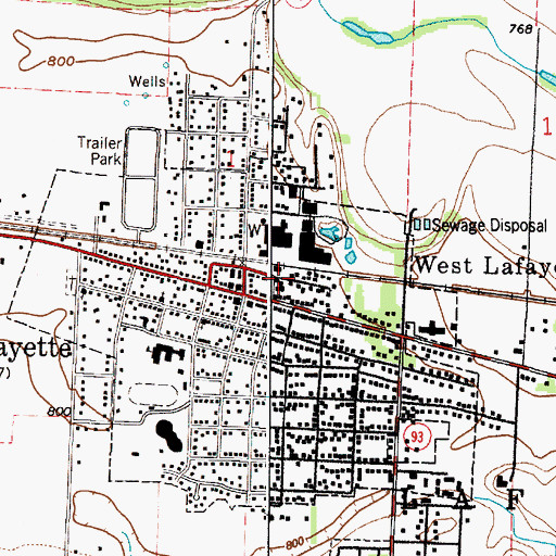Topographic Map of West Lafayette Fire Department, OH