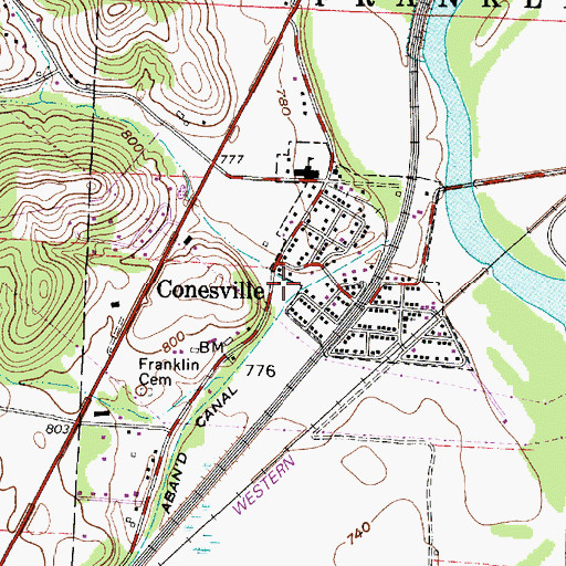 Topographic Map of Franklin Conesville Virginia Volunteer Fire Department, OH
