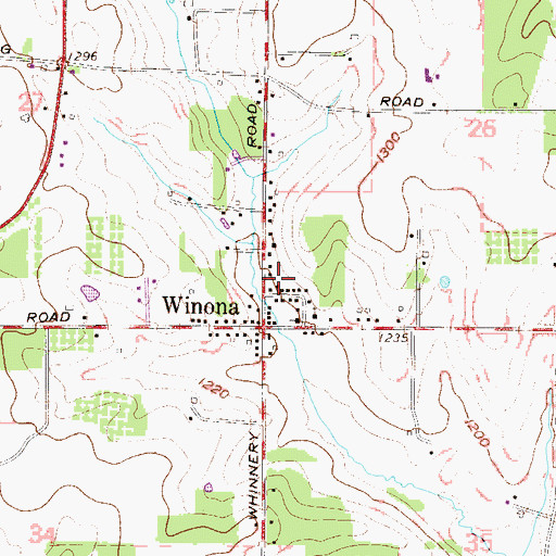 Topographic Map of Winona Butler Fire Department, OH