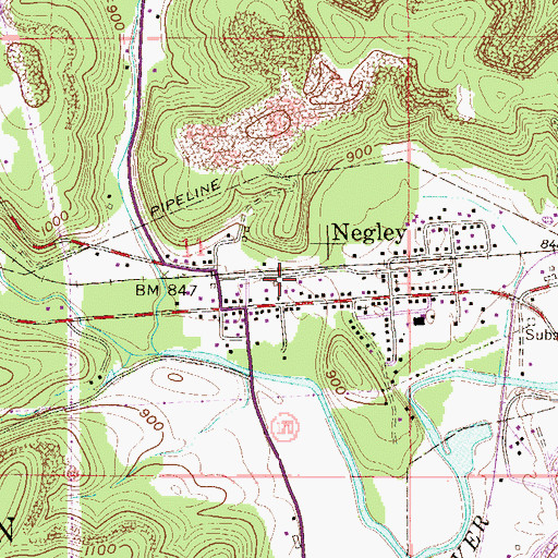 Topographic Map of Negley Volunteer Fire Department and Emergency Medical Services, OH