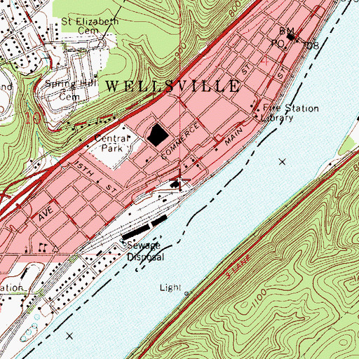 Topographic Map of Wellsville Fire Department, OH