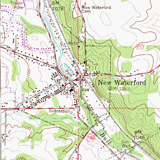 Topographic Map of New Waterford Volunteer Fire Department, OH