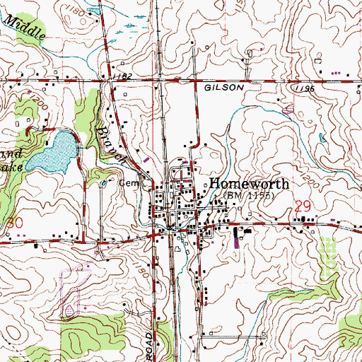 Topographic Map of Homeworth Volunteer Fire Department, OH
