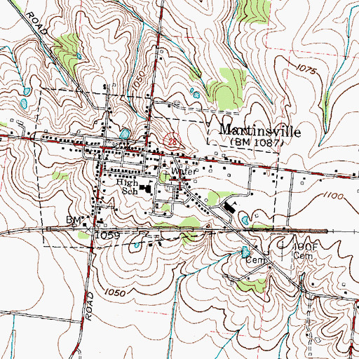 Topographic Map of Martinsville Fire Department, OH