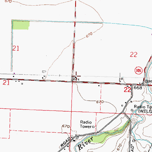 Topographic Map of Center Township Fire Department, OH