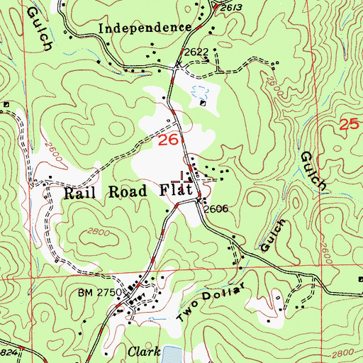 Topographic Map of Rail Road Flat, CA