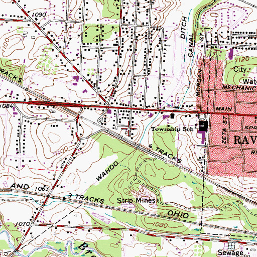 Topographic Map of Ravenna Township Fire Department, OH