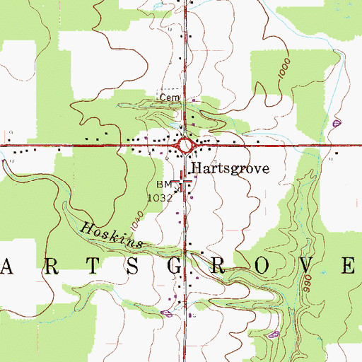 Topographic Map of Hartsgrove Volunteer Fire Department, OH