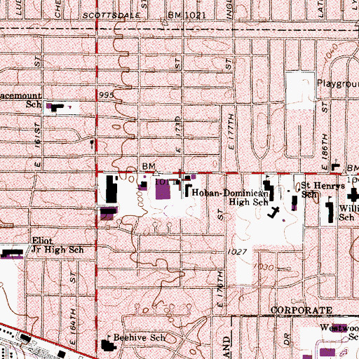 Topographic Map of Cleveland Fire Department Station 6, OH