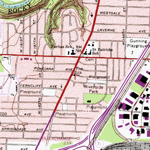 Topographic Map of Cleveland Fire Department Station 43, OH