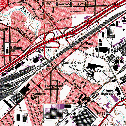 Topographic Map of Cleveland Fire Department Station 40, OH