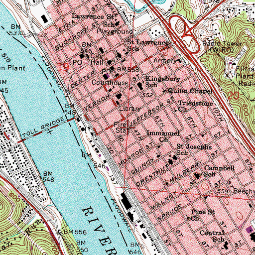 Topographic Map of Ironton Fire Department, OH