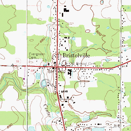 Topographic Map of Bristol Fire Department, OH