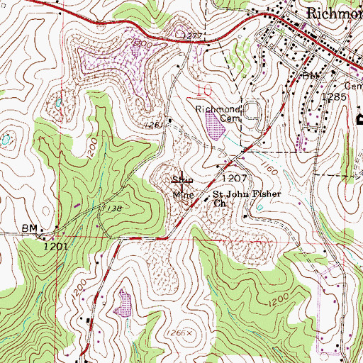 Topographic Map of Richmond Volunteer Fire and Rescue Company, OH