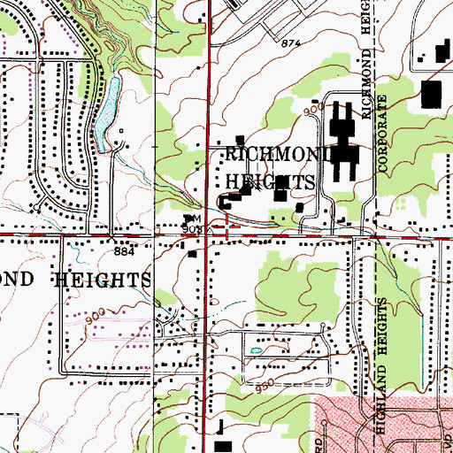 Topographic Map of Richmond Heights Fire Department, OH