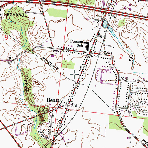 Topographic Map of Springfield Township Fire and Rescue Station 1 Beatty, OH