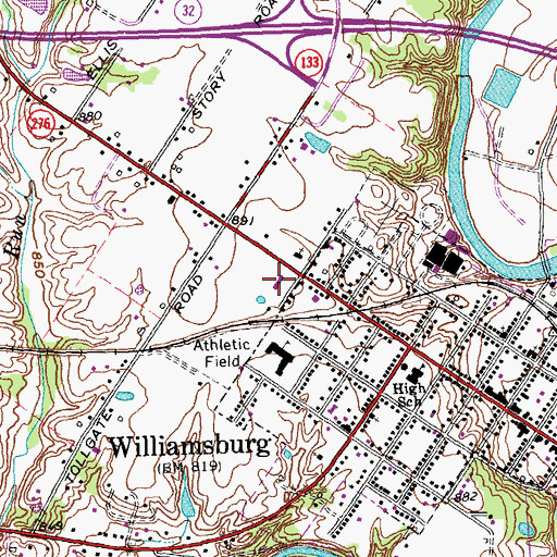 Topographic Map of Williamsburg Township Emergency Services, OH