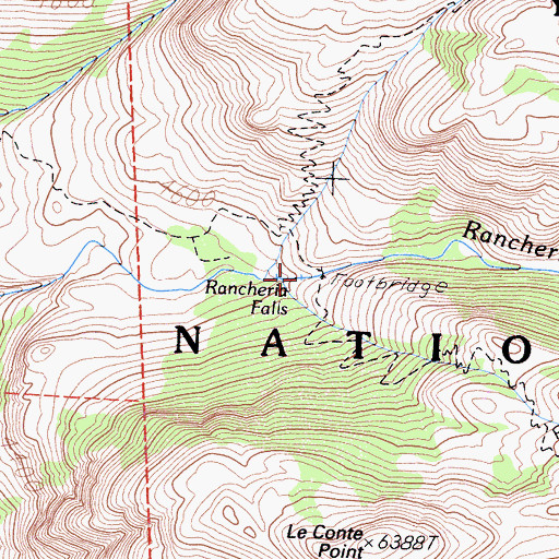 Topographic Map of Rancheria Falls, CA