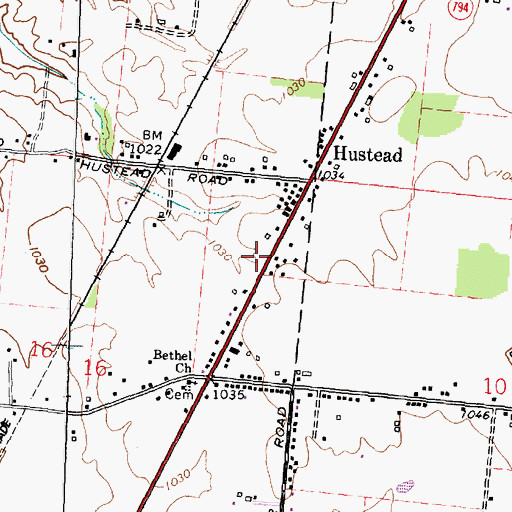 Topographic Map of Hustead Fire Department, OH