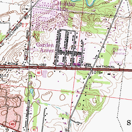 Topographic Map of Springfield Township Fire and Rescue Station 2 Garden Acres, OH