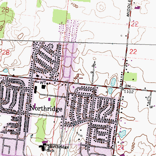 Topographic Map of Moorefield Township Fire Department, OH