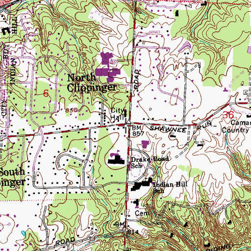 Topographic Map of Madeira and Indian Hill Joint Fire District Indian Hill Station, OH