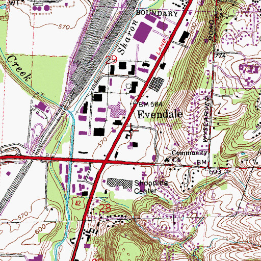 Topographic Map of Evendale Fire Department, OH