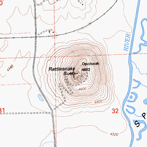 Topographic Map of Rattlesnake Butte, CA