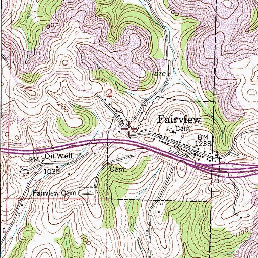 Topographic Map of Fairview Volunteer Fire Department, OH