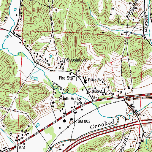 Topographic Map of Cassell Station Volunteer Fire Department, OH